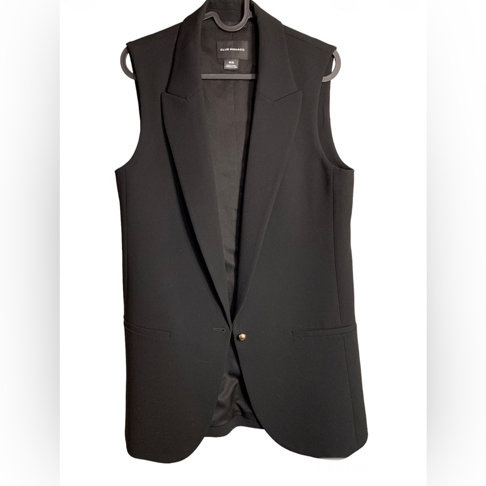 Club Monaco Classic Black One Button Vest Women’s Size Medium